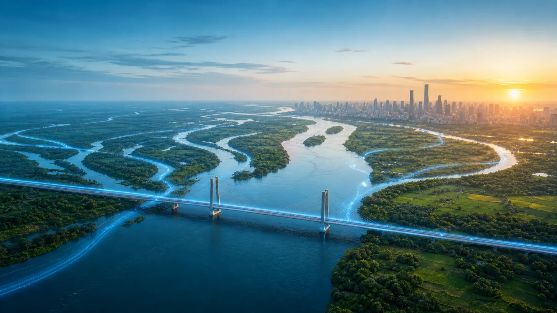 河流、桥梁与区域连接线路